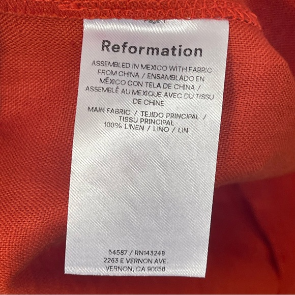 Reformation Sadey Linen Dress Blood Orange Size 10 - Picture 4 of 6